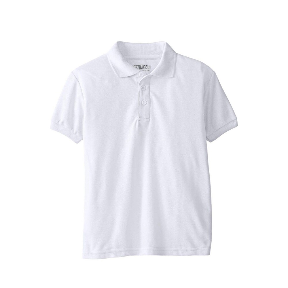 Genuine Boys School Uniform Collared Polo White Medium (10-12 ) NEW